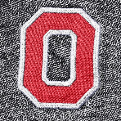 Women's The Wild Collective Gray Ohio State Buckeyes Patches Full-Button Denim Jacket