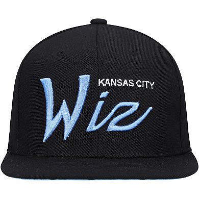 Men's Mitchell & Ness Black/Blue Sporting Kansas City Historic Logo Since '96 Foundation Script Snapback Hat
