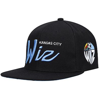 Men's Mitchell & Ness Black/Blue Sporting Kansas City Historic Logo Since '96 Foundation Script Snapback Hat
