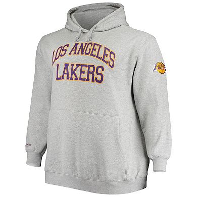 Men's Mitchell & Ness Shaquille O'Neal Heathered Gray Los Angeles Lakers Big & Tall Name & Number Pullover Hoodie