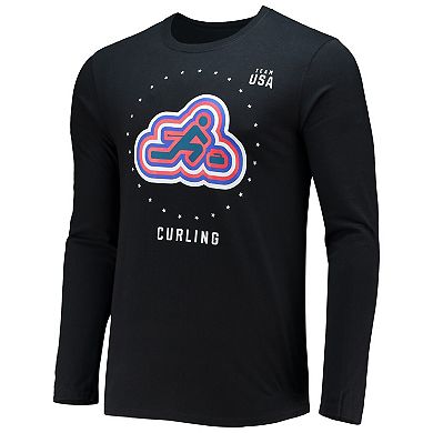 Men's Fanatics Branded Black Team USA Curling Long Sleeve T-Shirt