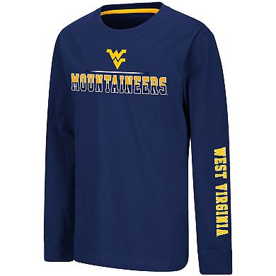 Youth Colosseum Navy West Virginia Mountaineers Two-Hit Long Sleeve T-Shirt