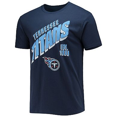 Men's Junk Food Navy Tennessee Titans Slant T-Shirt
