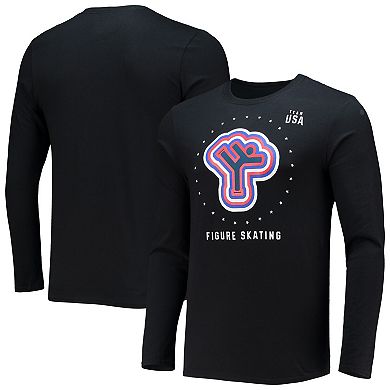 Men's Fanatics Branded Black Team USA Figure Skating Long Sleeve T-Shirt