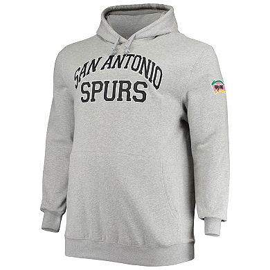 Men's Mitchell & Ness Tim Duncan Heathered Gray San Antonio Spurs Big & Tall Name & Number Pullover Hoodie