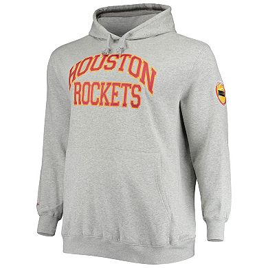 Men's Mitchell & Ness Hakeem Olajuwon Heathered Gray Houston Rockets Big & Tall Name & Number Pullover Hoodie