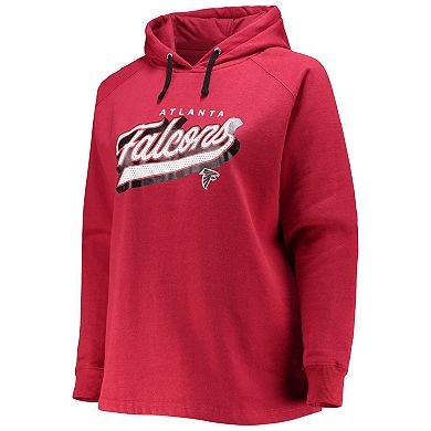 Women's Fanatics Branded Red Atlanta Falcons Plus Size First Contact Raglan Pullover Hoodie