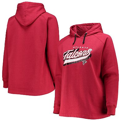 Women's Fanatics Branded Red Atlanta Falcons Plus Size First Contact Raglan Pullover Hoodie
