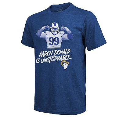 Men's Majestic Threads Aaron Donald Royal Los Angeles Rams Tri-Blend Player T-Shirt