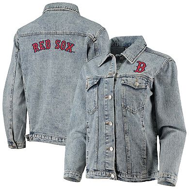 Women's The Wild Collective Boston Red Sox Team Patch Denim Button-Up Jacket