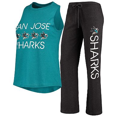 Women's Concepts Sport Teal/Black San Jose Sharks Meter Tank Top & Pants Sleep Set