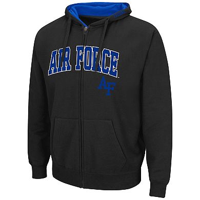 Men's Colosseum Black Air Force Falcons Arch & Logo 3.0 Full-Zip Hoodie