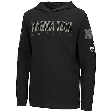 Youth Colosseum Black Virginia Tech Hokies OHT Military Appreciation Tango Long Sleeve Hoodie T-Shirt