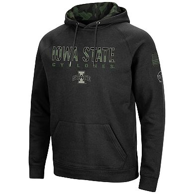 Men's Colosseum Black Iowa State Cyclones OHT Military Appreciation Raglan Pullover Hoodie