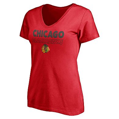 Women's Fanatics Branded Red/Heathered Gray Chicago Blackhawks Short Sleeve & Long Sleeve V-Neck T-Shirt Combo Pack