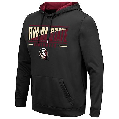 Men's Colosseum Black Florida State Seminoles Slash Stack 2.0 Pullover Hoodie