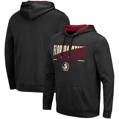 Men's Colosseum Black Florida State Seminoles Slash Stack 2.0 Pullover Hoodie