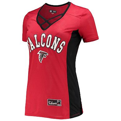 Women's 5th & Ocean by New Era Red Atlanta Falcons Contrast Insert V-Neck T-Shirt