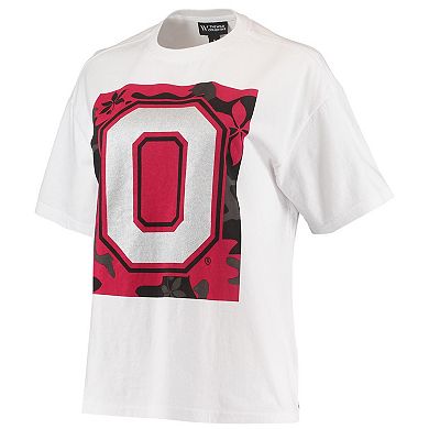 Women's The Wild Collective White Ohio State Buckeyes Camo Boxy Graphic T-Shirt