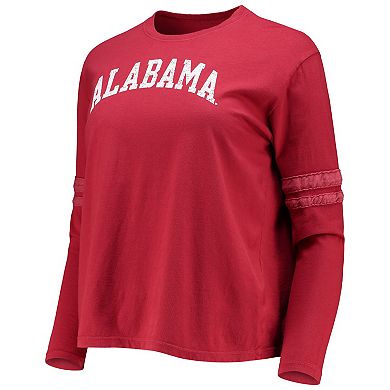 Women's Original Retro Brand Crimson Alabama Crimson Tide Vault Vintage Stripe Long Sleeve T-Shirt
