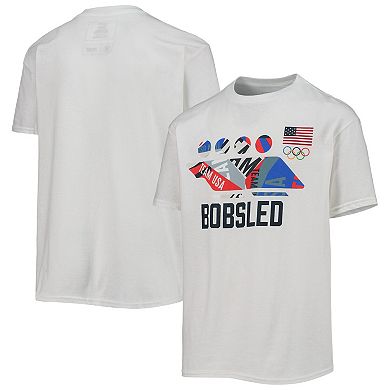 Youth White Team USA Bobsled Scattered Swatch T-Shirt