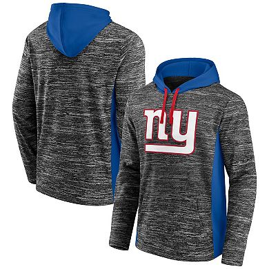 Men's Fanatics Branded Heathered Charcoal/Royal New York Giants Instant Replay Pullover Hoodie