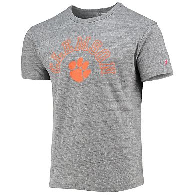 Men's League Collegiate Wear Heathered Gray Clemson Tigers Tide Seal Nuevo Victory Falls Tri-Blend T-Shirt