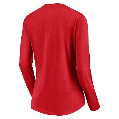 Women's Fanatics Branded Red Wisconsin Badgers Can't Stop a Badger V-Neck Long Sleeve T-Shirt