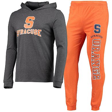Men's Concepts Sport Heathered Orange/Heathered Charcoal Syracuse Orange Meter Long Sleeve Hoodie T-Shirt & Jogger Pants Set