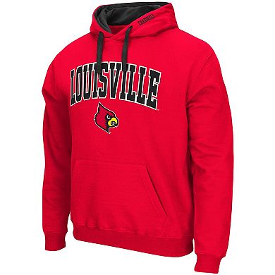 Men's Colosseum Red Louisville Cardinals Big & Tall Arch & Logo 2.0 Pullover Hoodie