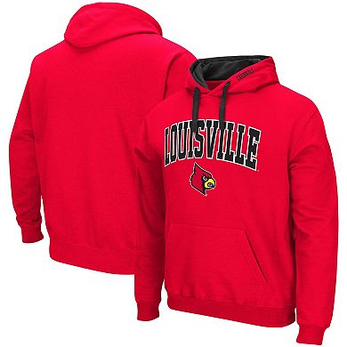 Men's Colosseum Red Louisville Cardinals Big & Tall Arch & Logo 2.0 Pullover Hoodie