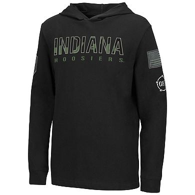 Youth Colosseum Black Indiana Hoosiers OHT Military Appreciation Tango Long Sleeve Hoodie T-Shirt