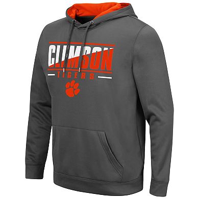 Men's Colosseum Charcoal Clemson Tigers Slash Stack 2.0 Pullover Hoodie