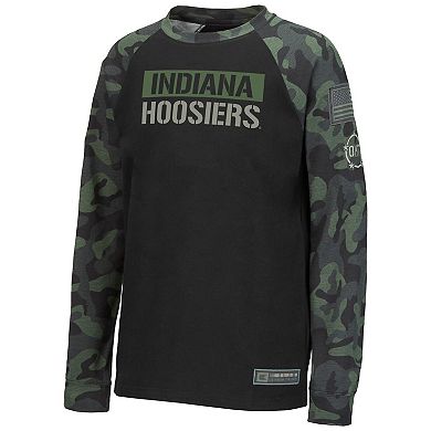 Youth Colosseum Black/Camo Indiana Hoosiers OHT Military Appreciation Raglan Long Sleeve T-Shirt