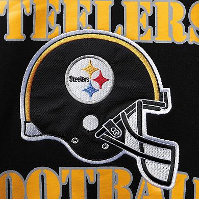 Men's Starter Black Pittsburgh Steelers Locker Room Throwback End Zone Pullover Sweatshirt