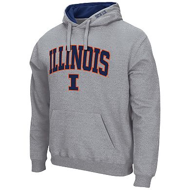 Men's Colosseum Heather Gray Illinois Fighting Illini Arch & Logo 3.0 Pullover Hoodie