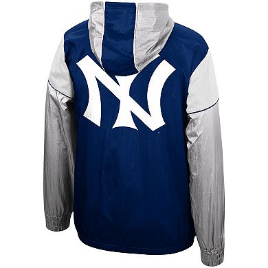 Men's Mitchell & Ness Navy New York Yankees Highlight Reel Windbreaker Half-Zip Hoodie Jacket