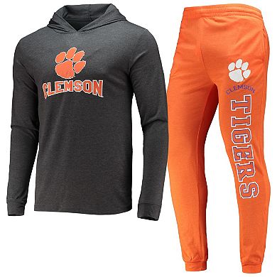 Men's Concepts Sport Orange/Charcoal Clemson Tigers Meter Long Sleeve Hoodie T-Shirt & Jogger Pants Set
