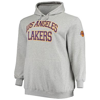 Men's Mitchell & Ness Magic Johnson Heathered Gray Los Angeles Lakers Big & Tall Name & Number Pullover Hoodie