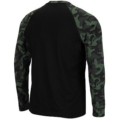 Men's Colosseum Black Iowa State Cyclones OHT Military Appreciation Raglan Camo Long Sleeve T-Shirt