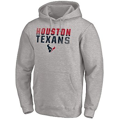 Men's Fanatics Branded Heather Gray Houston Texans Fade Out Fitted Pullover Hoodie