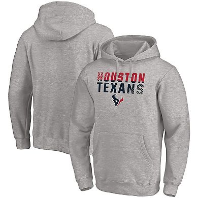 Men's Fanatics Branded Heather Gray Houston Texans Fade Out Fitted Pullover Hoodie