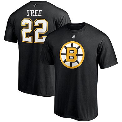Men's Fanatics Branded Willie O'Ree Black Boston Bruins Authentic Stack Retired Player Name & Number T-Shirt