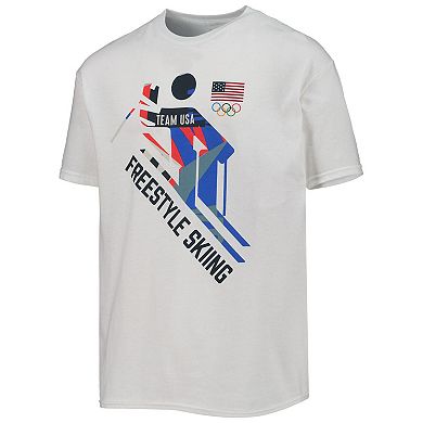 Youth White Team USA Freestyle Skiing Scattered Swatch T-Shirt