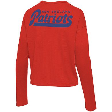 Women's Junk Food Red New England Patriots Pocket Thermal Long Sleeve T-Shirt