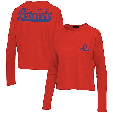 Women's Junk Food Red New England Patriots Pocket Thermal Long Sleeve T-Shirt