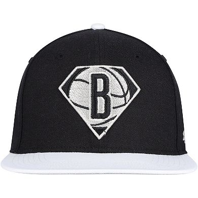 Men's '47 Black/White Brooklyn Nets 75th Anniversary Carat Captain Snapback Hat