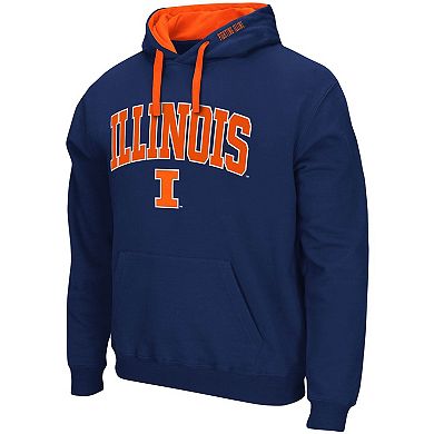 Men's Colosseum Navy Illinois Fighting Illini Big & Tall Arch & Logo 2.0 Pullover Hoodie