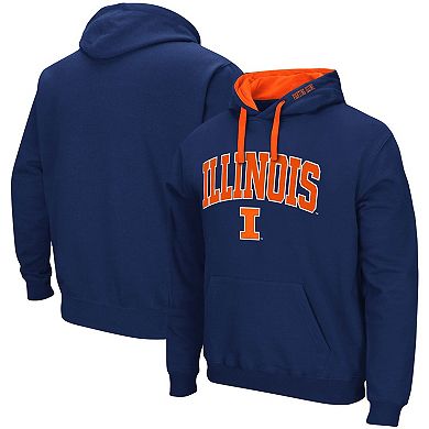 Men's Colosseum Navy Illinois Fighting Illini Big & Tall Arch & Logo 2.0 Pullover Hoodie