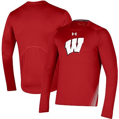 Men's Under Armour Red Wisconsin Badgers 2021 Sideline Training Performance Long Sleeve T-Shirt